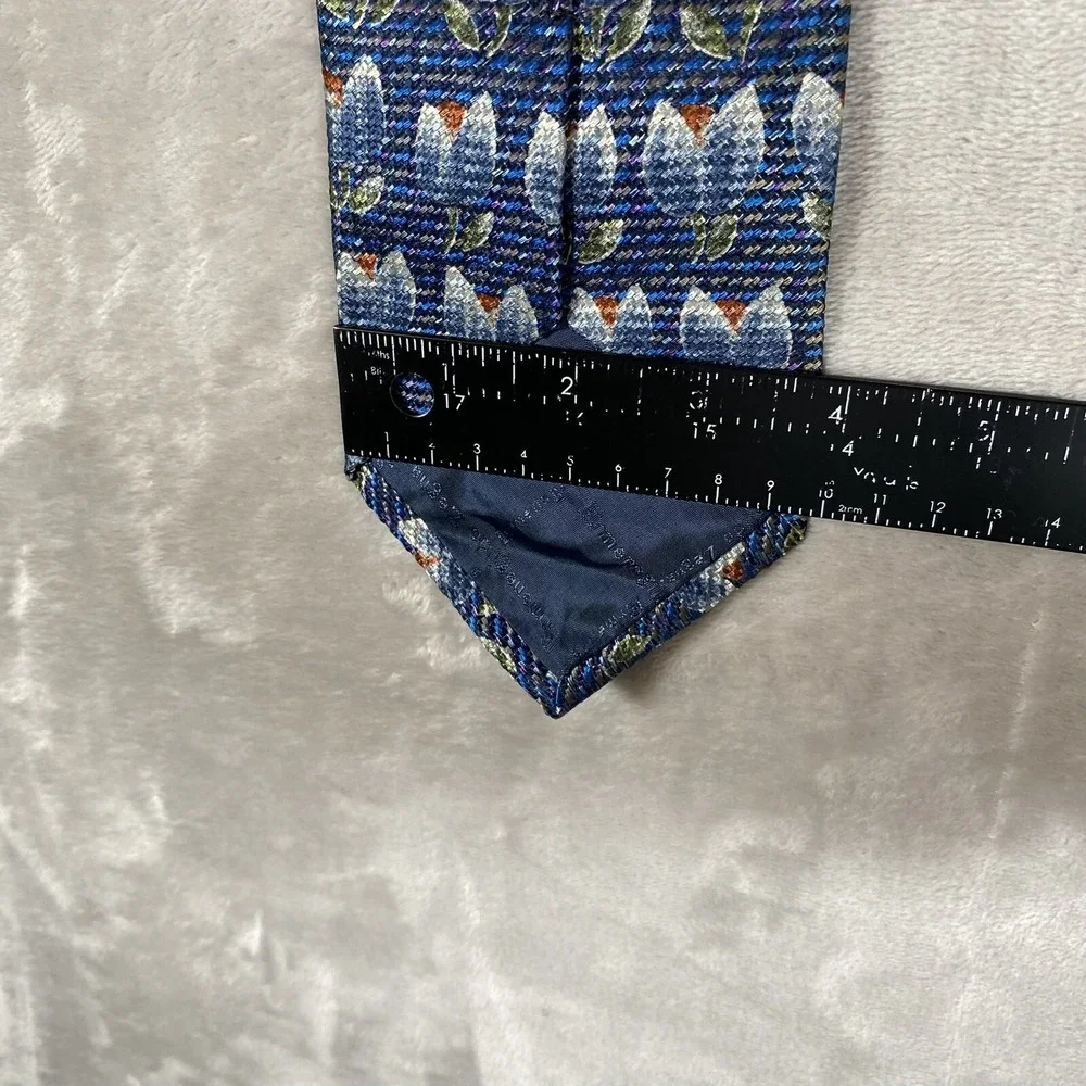 ERMENEGILDO ZEGNA Mens Silk Viscose Tie ITALY Blue Floral